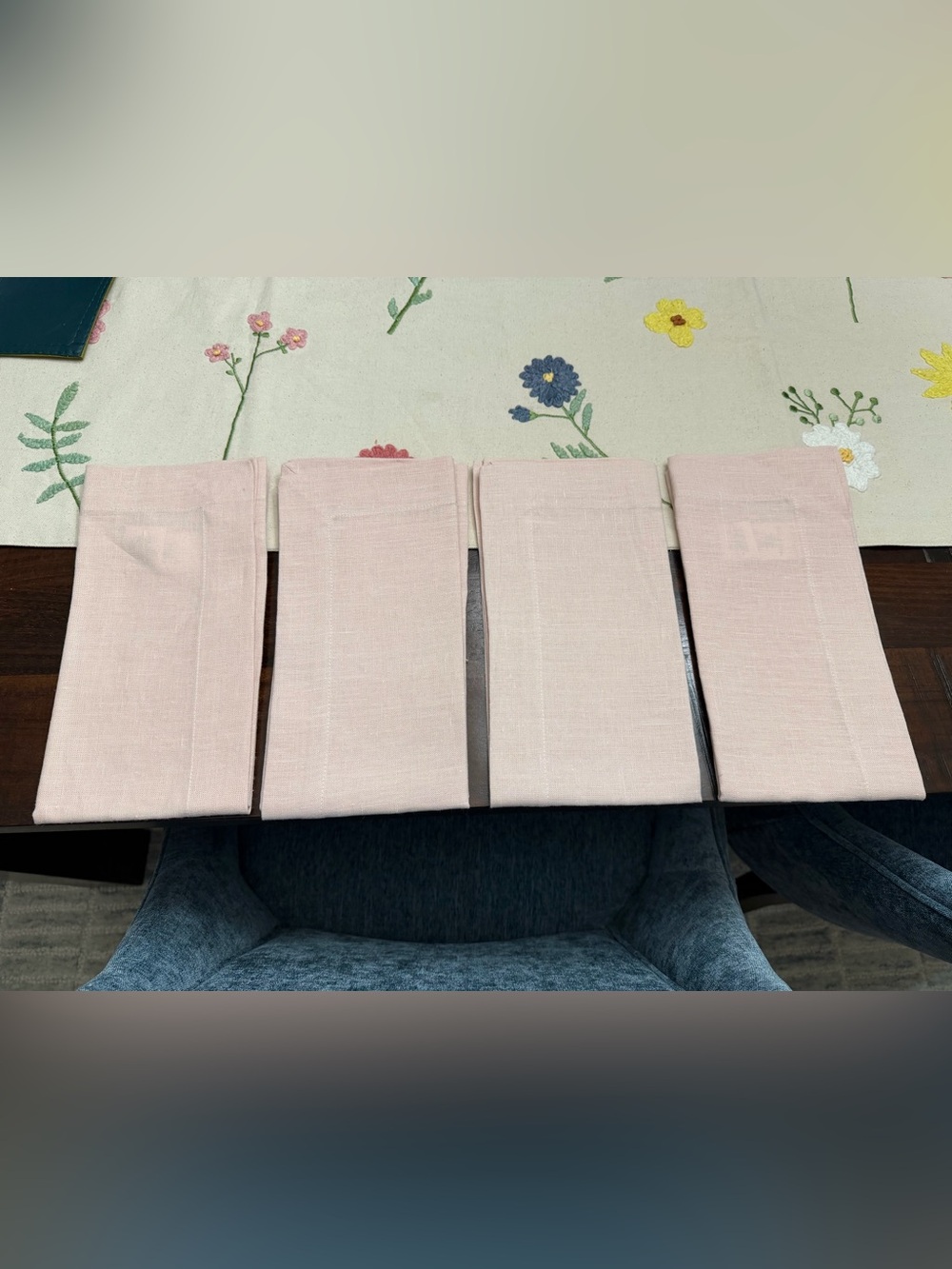 Pottery Barn Mason Oversized Linen Napkins - Dusty Rose - Set of 4